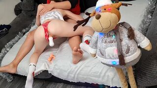 She knows how to show him she wants a real threesome, but with a toy at the start