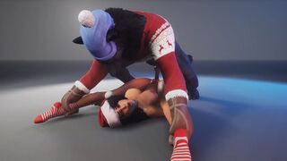 Busty beauty fucks with a werewolf in the Christmas atmosphere