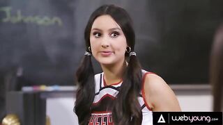 Three cheerleaders including Eliza Ibarra get fucked in a detention scene