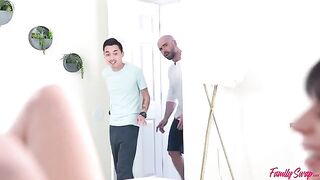 A girl is having fun with two guys in an indecent lifestyle