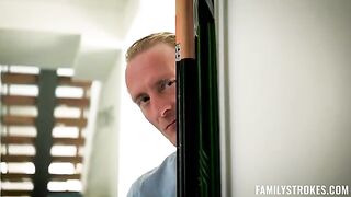 A girl was fucked on the couch while talking to her husband
