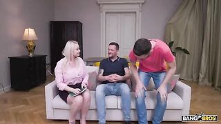 Two dicks are not enough for this blonde beauty, she takes on more