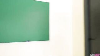 The teacher gave herself to her black fan in a passionate act