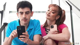 A cute girl got a hole from her boyfriend with tattoos