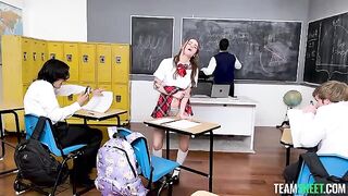 The girl passed the exam thanks to her skills in a certain intimate area