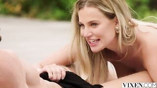 A graceful girl is engaging in vulgar behavior right in the street
