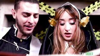 A hot girl was fucked on All Saints' Day in a steamy cosplay scene
