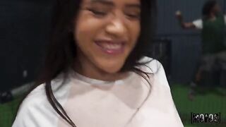 A chick was fucked in all the holes in different places outdoors