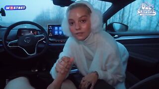 A college girl is getting fucked by a stranger in his car