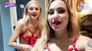 Two girls having fun with a guy in an amateur homemade video