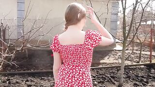 A hot blondie is always sexy and hot in the village