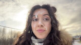 A guy walked with a load on his face all over the city