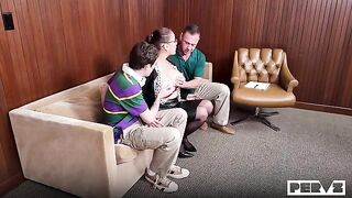 A guy solved his problems with a comfortable couch and a blowjob