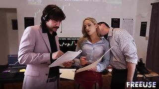 A whore for each trader! A hot threesome in the office!
