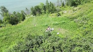 Instead of a picnic, they enjoyed outdoor intimacy