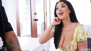 The man is ready to do anything for the sake of sex with a brunette