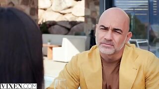 The rich man fucks stunning Rae Lil Black, who agreed to sex for a deal