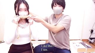 Rope bondage with intense vibrator and press therapy sex