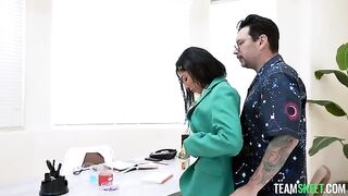 Special therapy with a sexy brunette and her great ass