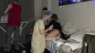 A cute baby had sex with two guys at a party, it was amazing
