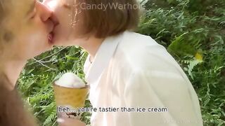Don't lick the ice cream, suck my dick instead, a naughty prank