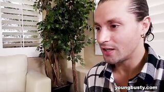 Is this really a sensitive spot? A girl caresses the balls of her boyfriend