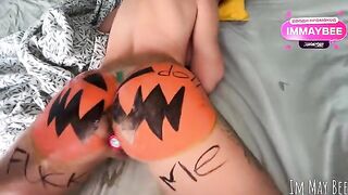 A girl was fucked hard in a rough session on a pumpkin