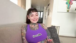 A tattooed girl with huge boobs gets creampied by her husband
