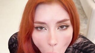 Master class in how to greet a cock, taught by a passionate redhead