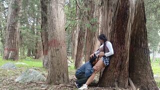 A hot girl agreed to have sex in the forest with a pervert old man