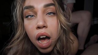 Petite brunette babe gets her soul crushed by cock