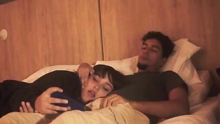 A blowjob in bed can be lazy, but so deep that it makes him tremble with pleasure