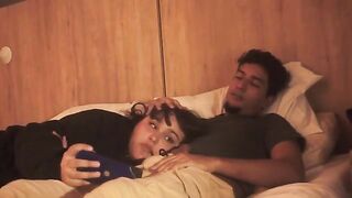 A blowjob in bed can be lazy, but so deep that it makes him tremble with pleasure
