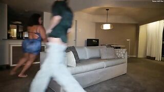 Black girl with big tits likes to be slapped and squeezed hard