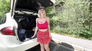A stick game with a hot blonde gets canceled when a member shows up, focusing on steamy outdoor action
