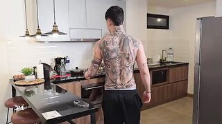 The coffee got cold while the hot stepmom Monique finished up