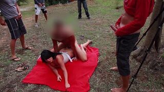 Beach orgy turns into a cum party with Alexandra Wett’s wild style