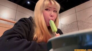 I saw a girl licking ice cream, so I offered her my cock instead