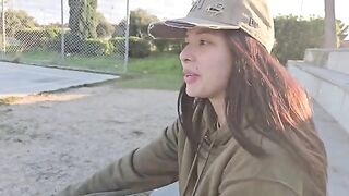 A hot petite girl has sex with a stranger in the middle of nowhere