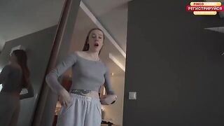 The hot neighbor came to check on the 18-year-old cute girl