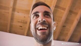 A man finished on the blondie’s natural tits with a cumshot