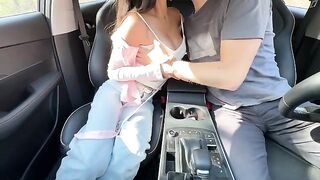 The beautiful Asian girl has sex with her teacher in the car