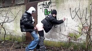 A passionate encounter in a public place ends with an intense finish