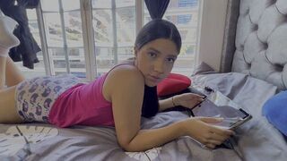 She buried her face in the pillow and lost control, showcasing the raw passion of a young Latina star
