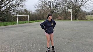 The girl was fucked by a young guy in the forest, it was risky