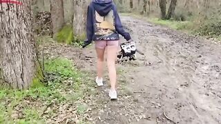 The girl was fucked by a young guy in the forest, it was risky