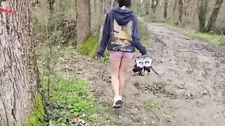 The girl was fucked by a young guy in the forest, it was risky