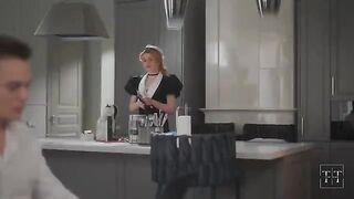 The boss is at home, and the girl is in just panties
