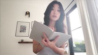 Asian step sister shares bed during a study break