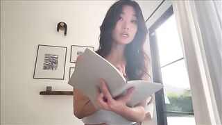 Asian step sister shares bed during a study break